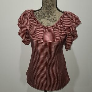 BCBGMaxAzria Ruffle Tie Back Top Size M